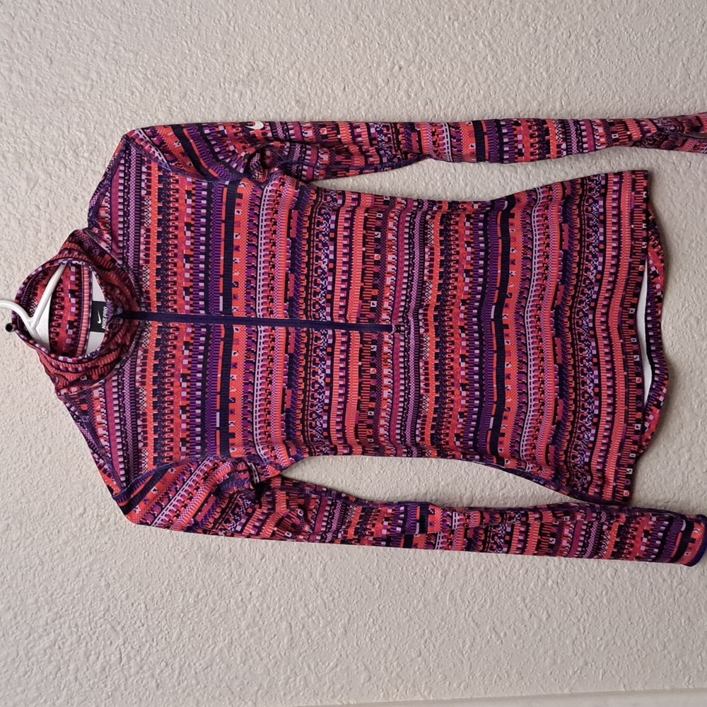 NIKE PRO Womens 1/2 Zip Dri- Fit Mock Neck Aztec Jacket Size Extra Small
